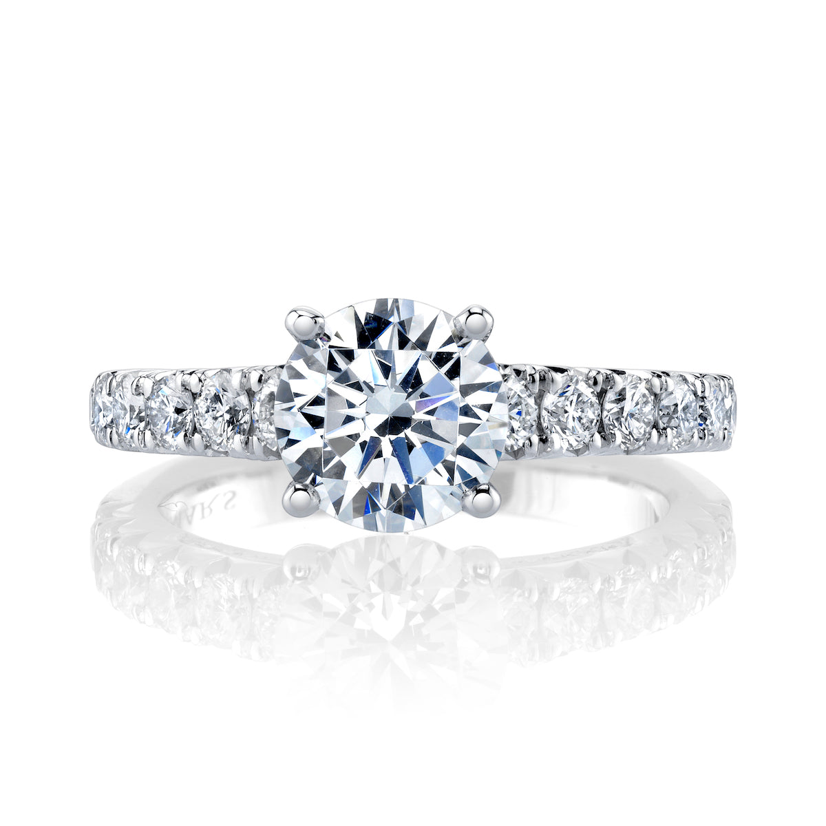 Mars Round Engagement Ring 14K White Gold