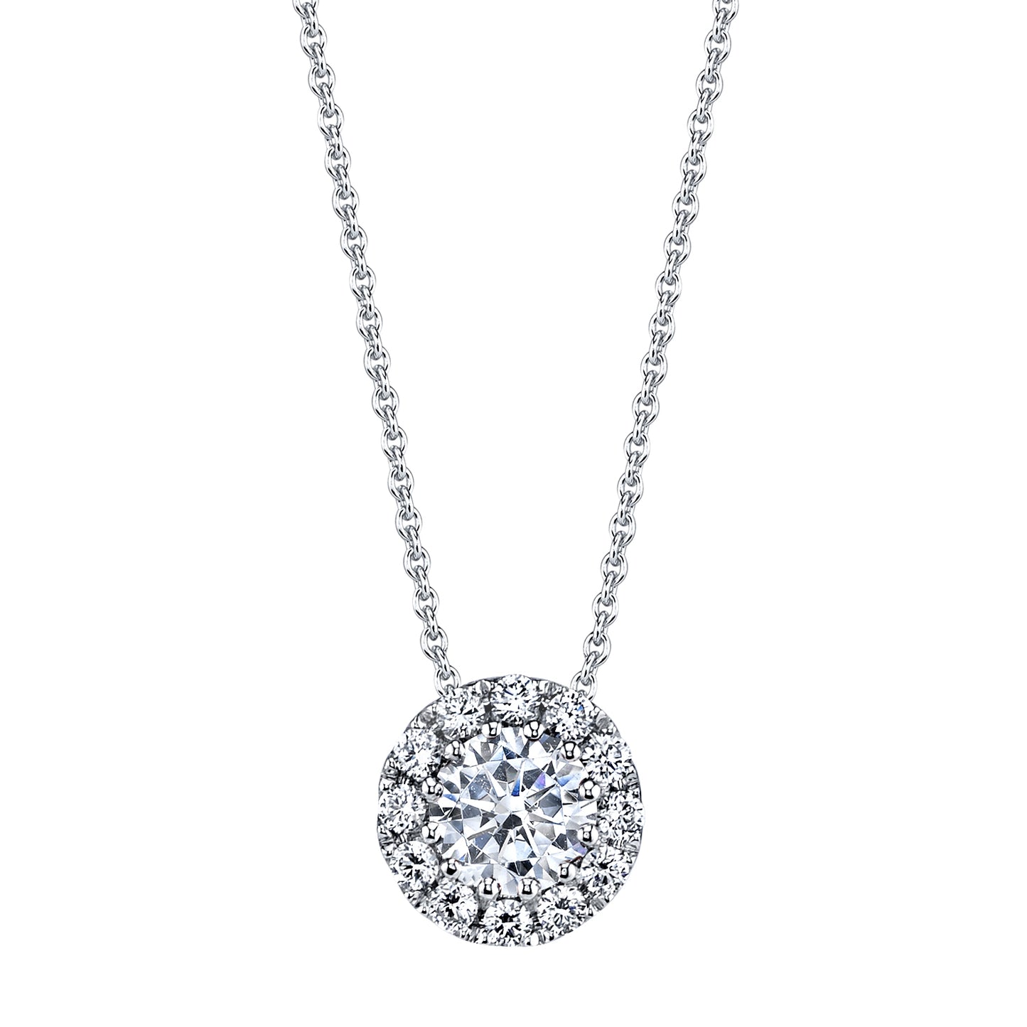 White Gold Diamond Halo Pendant