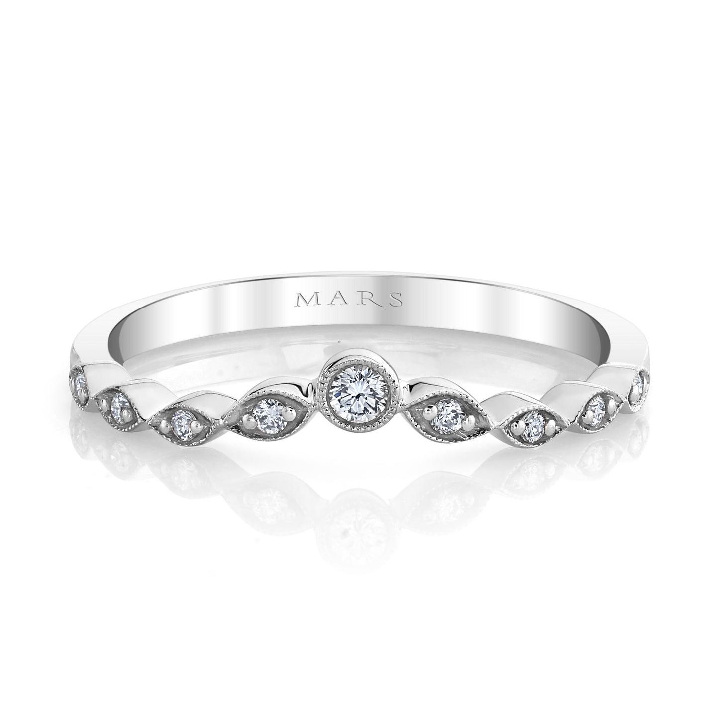 14K White Gold Dainty Filigree Band