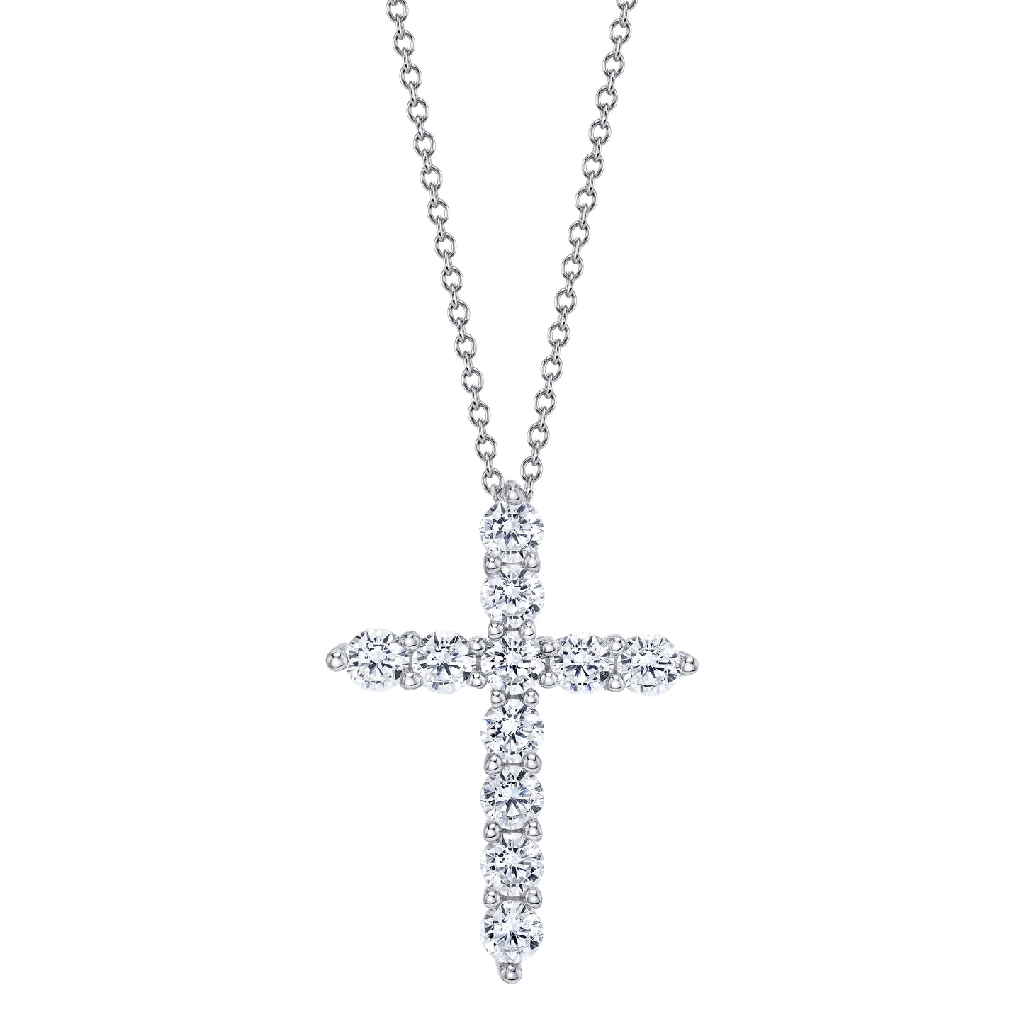 White Gold Diamond Cross Pendant 0.72 CRT