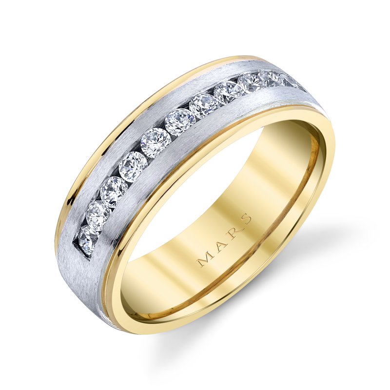 Men's 7mm Two Tone Satin Finish 0.60 CRT Wedding Band
