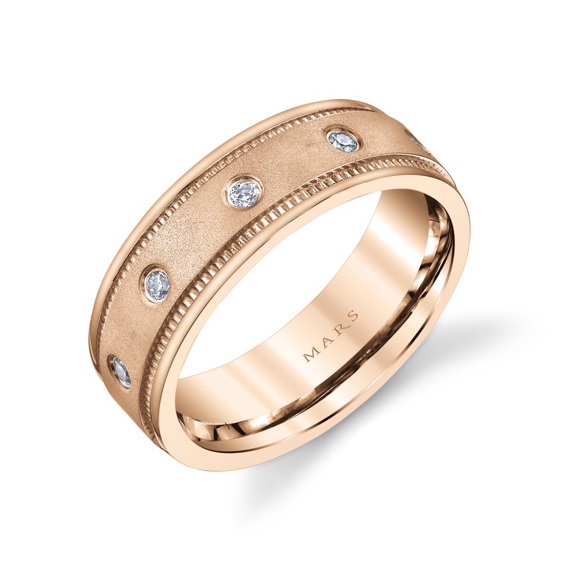 Men's Bezel Set Glass blast Finish with Milgrain Edge Wedding Band