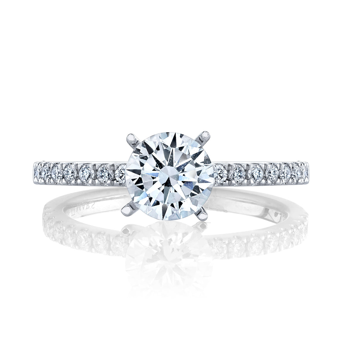 Mars Round Engagement Ring 14K White Gold