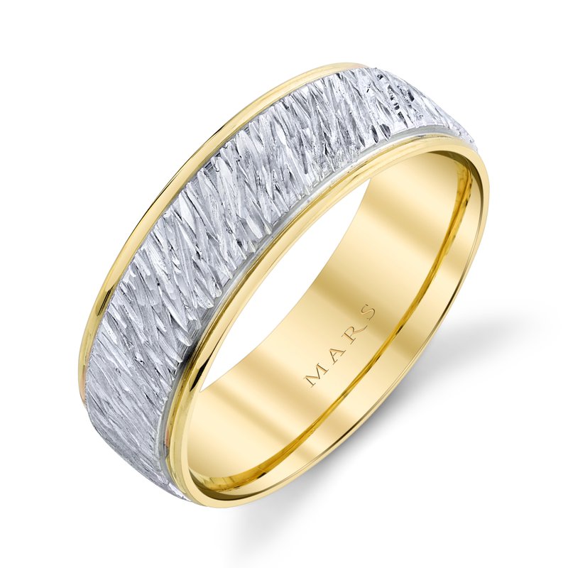 Men's 7mm Two Tone Diamond Edging Wedding Band