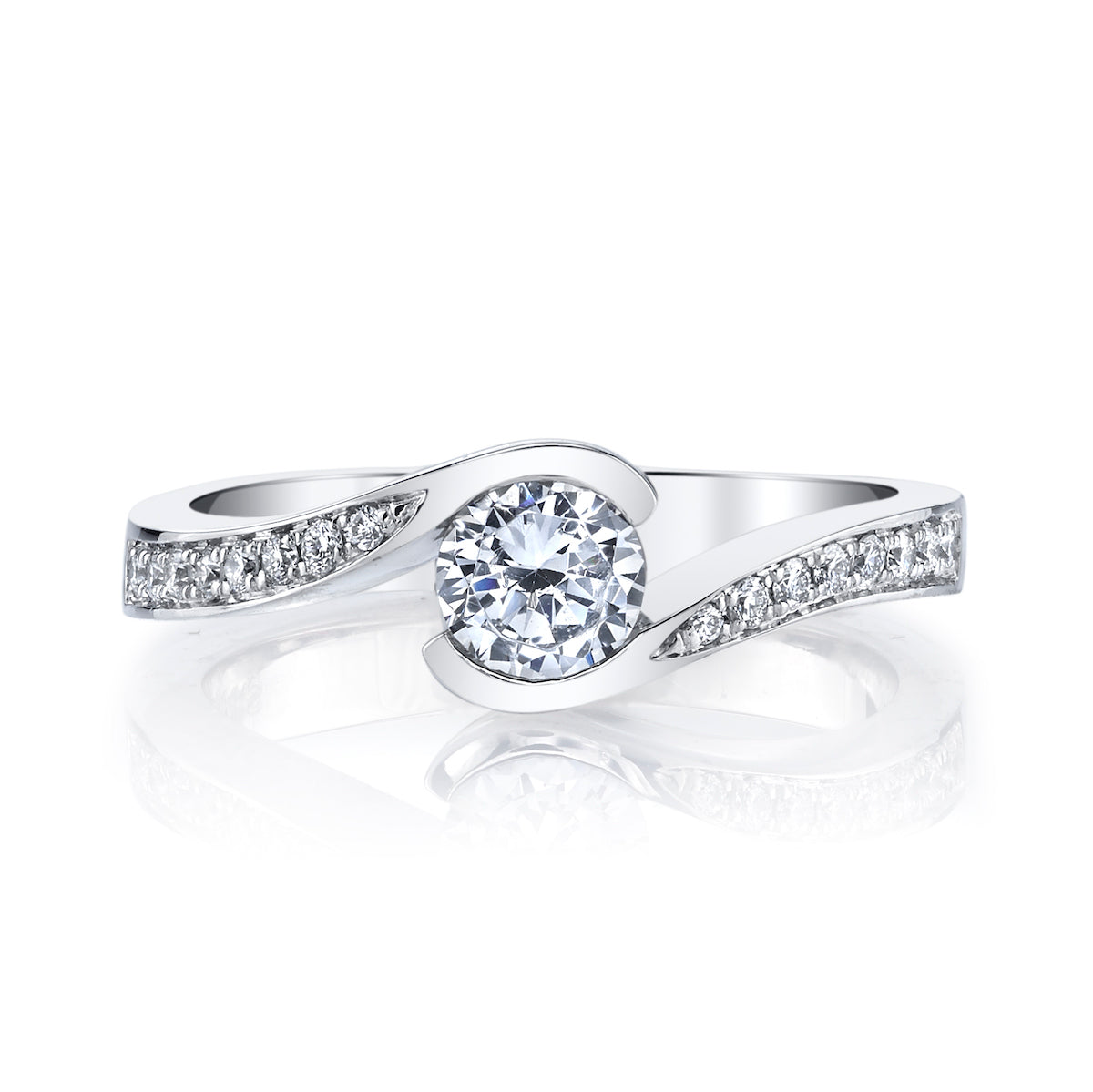 Mars Round Engagement Ring 14K White Gold