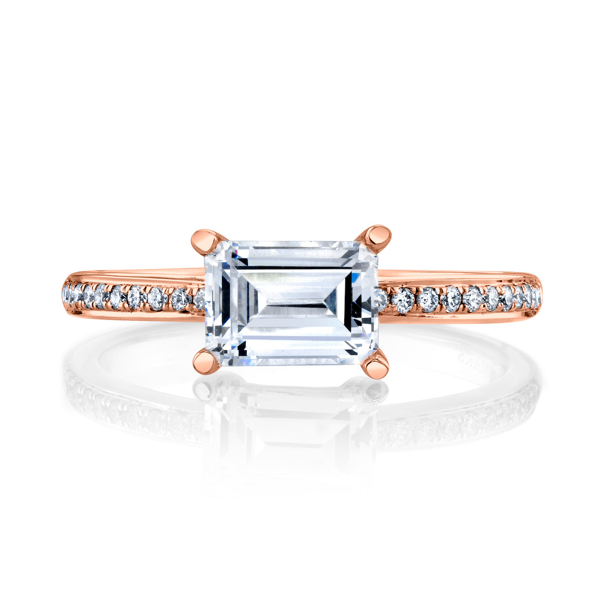 Mars Emerald Engagement Ring 14K Rose Gold