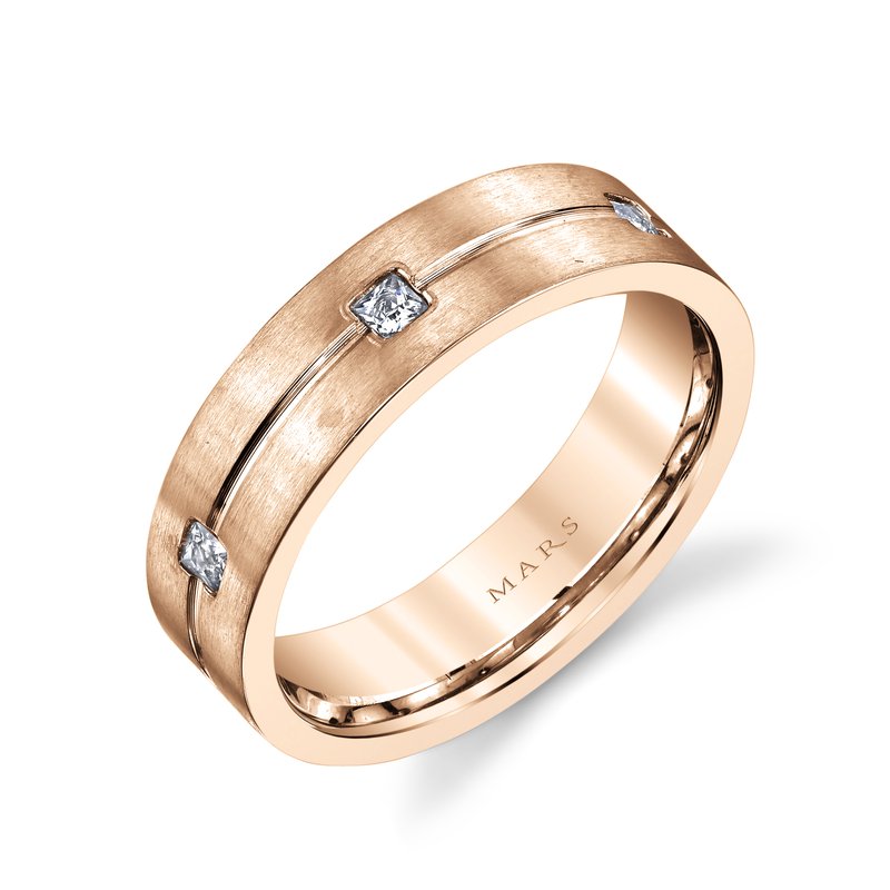 Men's 6mm with 0.36 CRT Princess Cut Diamonds Brushed Finish Wedding Band