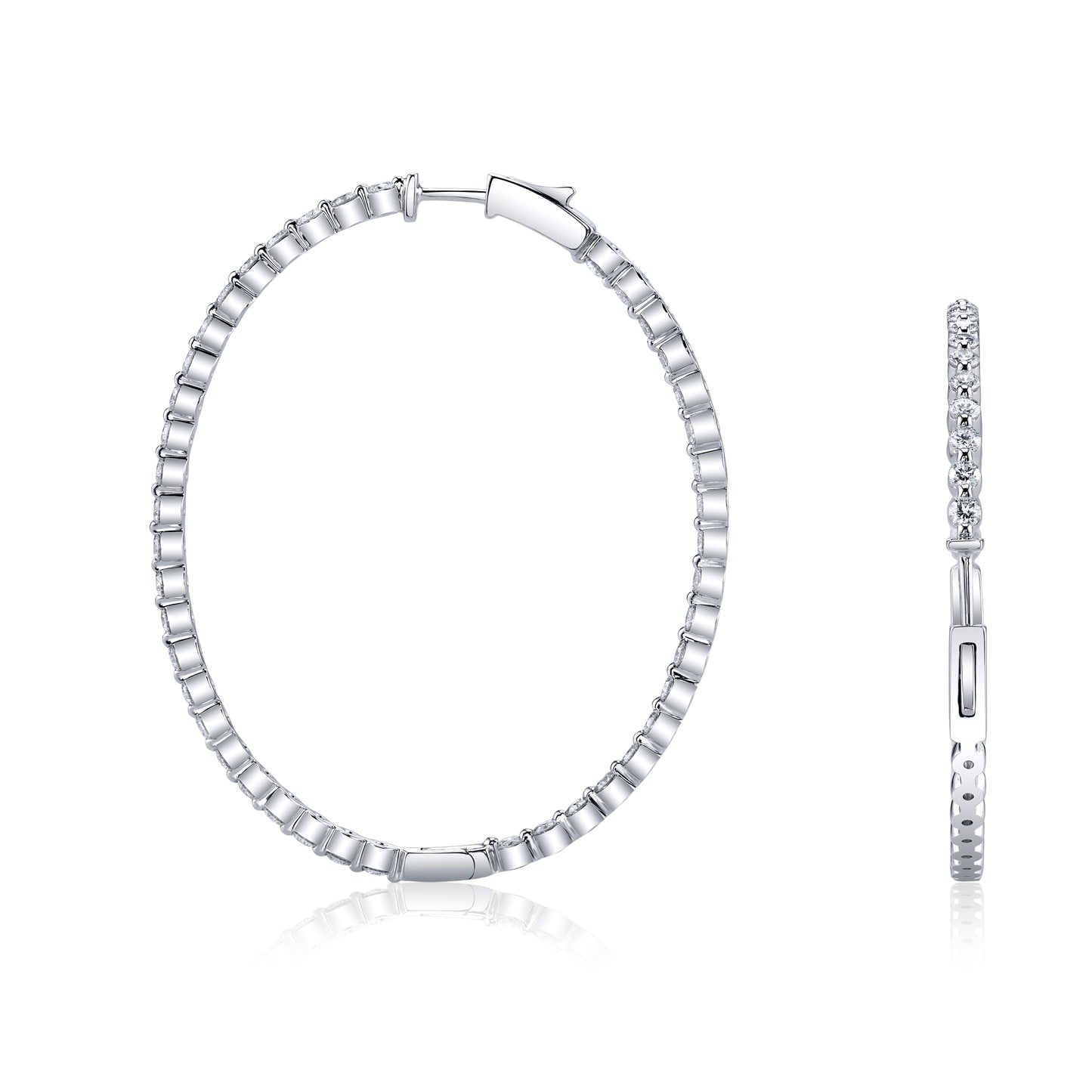 Diamond Hoops 14K White Gold 3.00 TDW