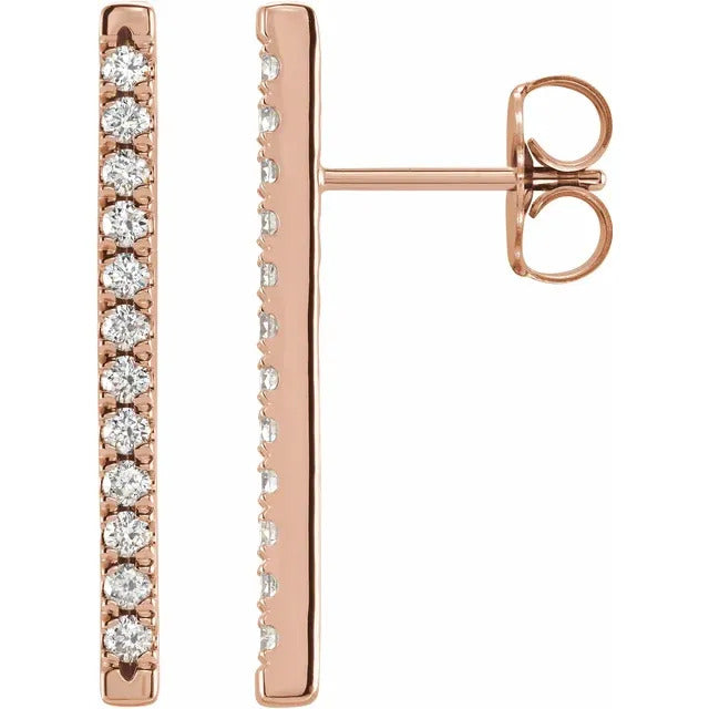 14k Gold Diamond Frech Set Earrings