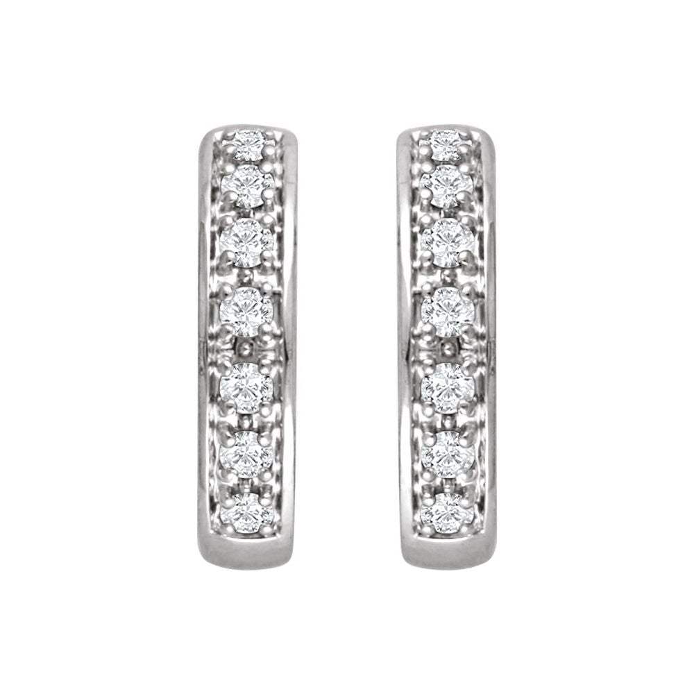 14K White 1/3 CTW Natural Diamond Hinged 15.8 mm Hoop Earring