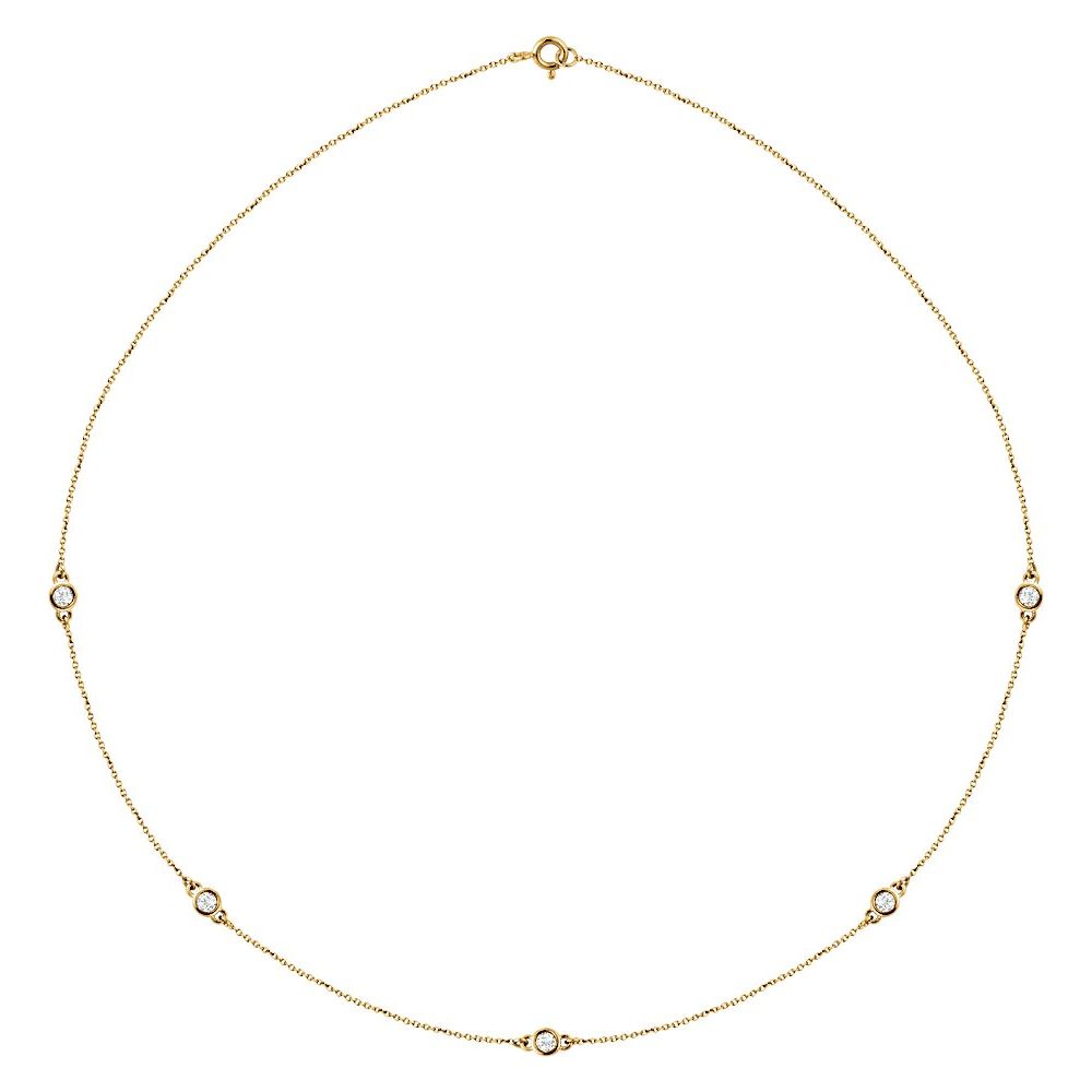 14K Yellow 1/2 CTW Natural Diamond 5-Station 18" Necklace