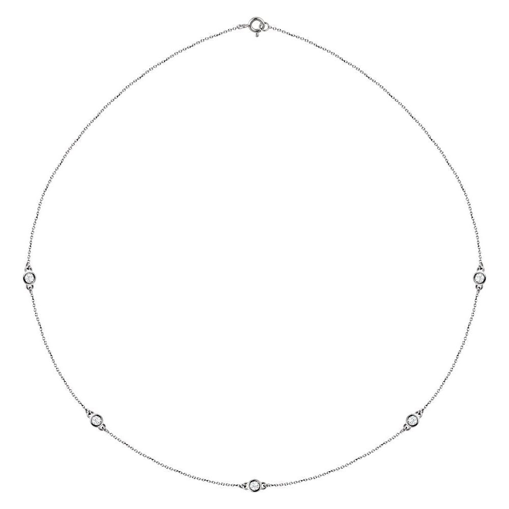14K White 1/2 CTW Natural Diamond 5-Station 18" Necklace