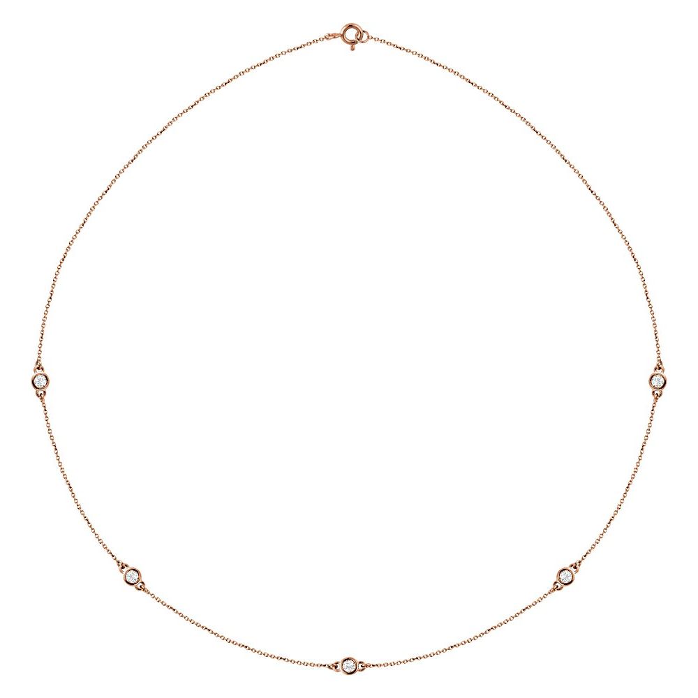 14K Rose 1/2 CTW Natural Diamond 5-Station 18" Necklace