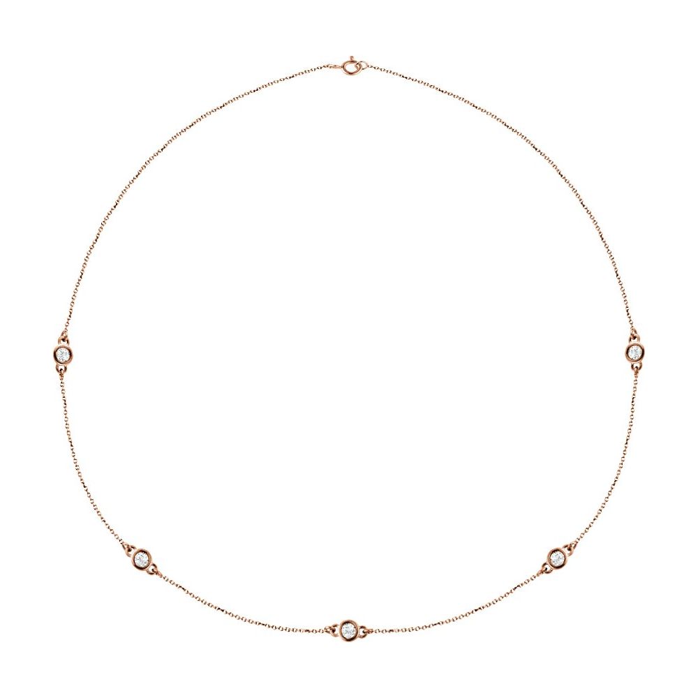 14K Rose 1 CTW Natural Diamond 5-Station 18" Necklace