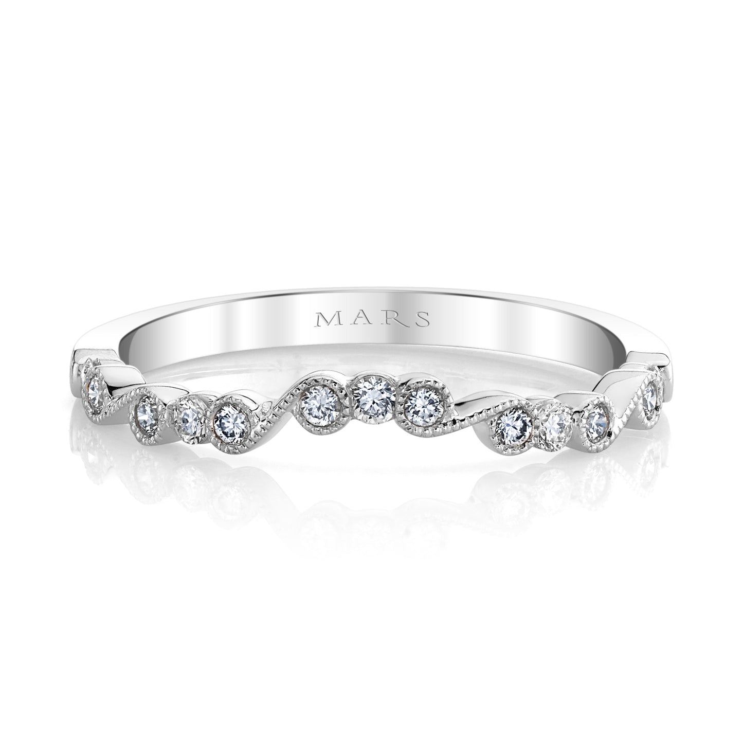 14K White Gold Swirl Filigree Diamond Band