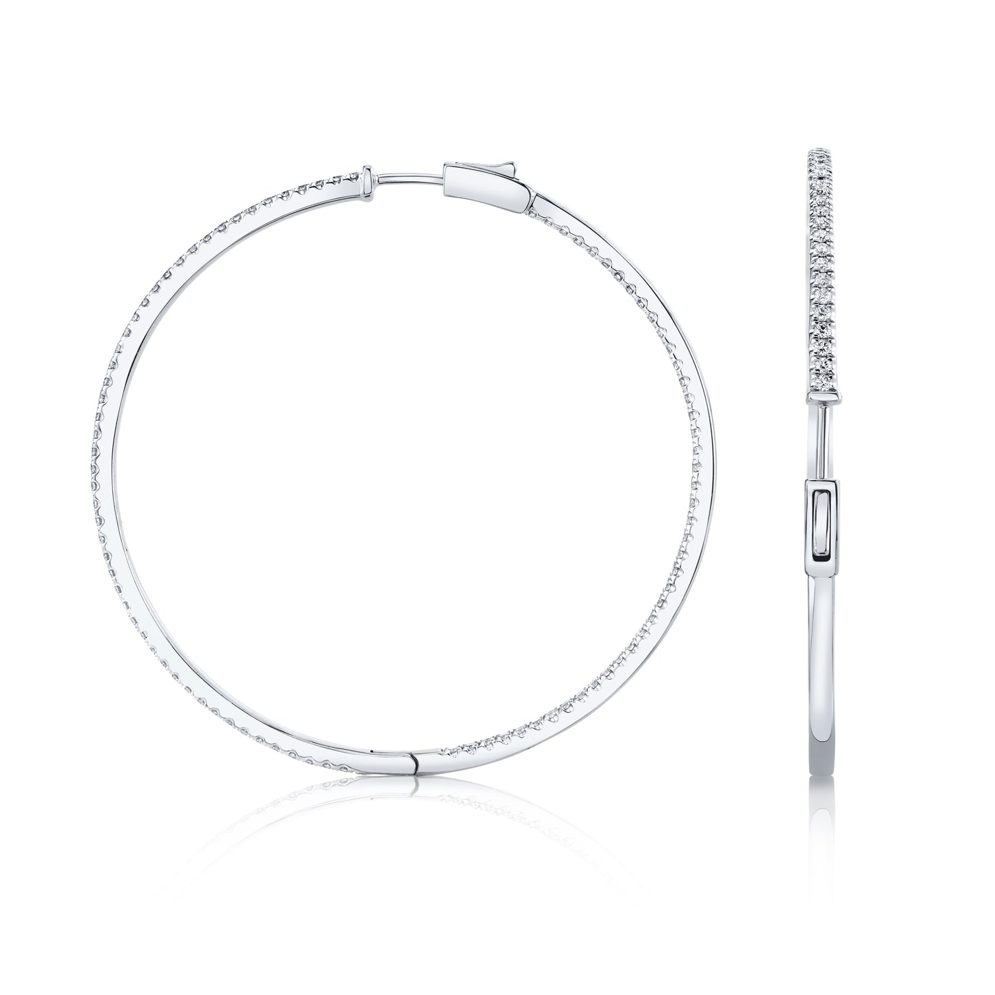 Diamond Hoops 14K White Gold 1.85 TDW