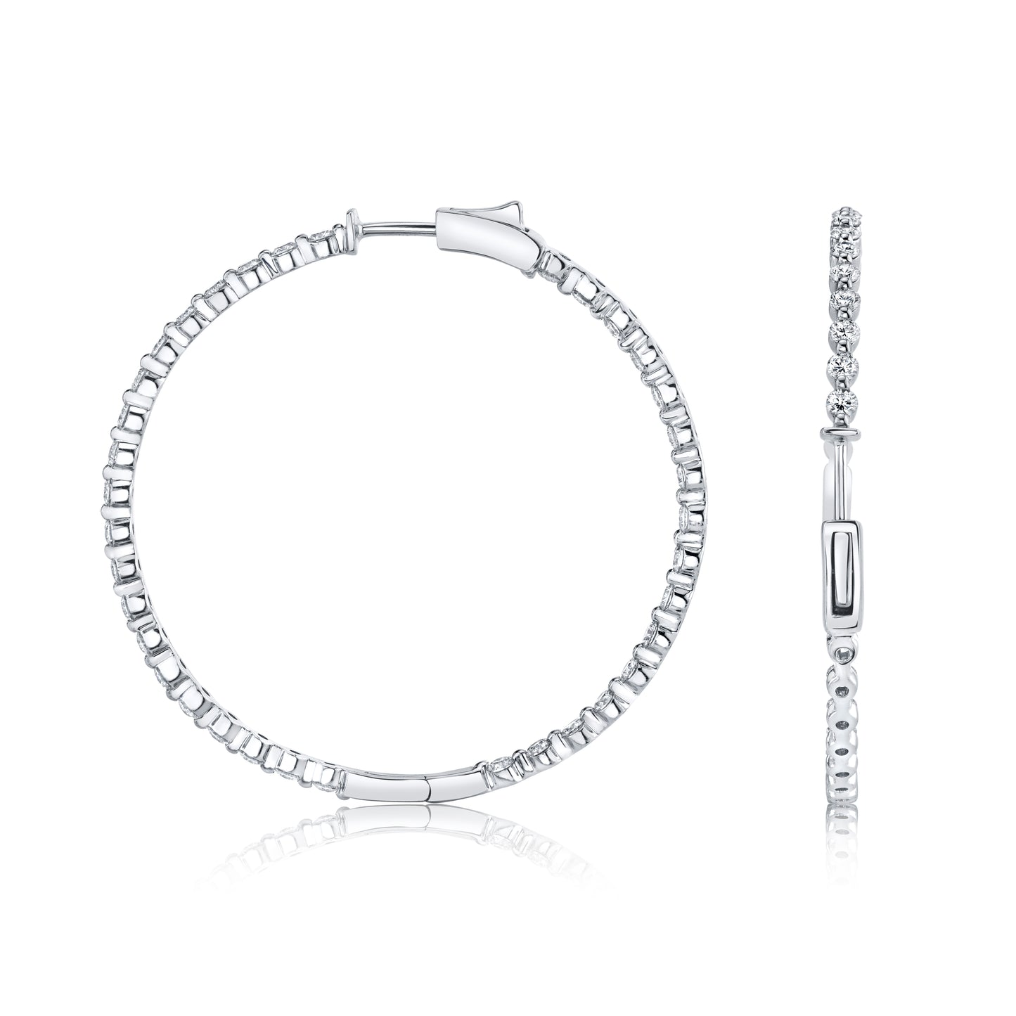 Diamond Hoops 14K White Gold 2.50 TDW