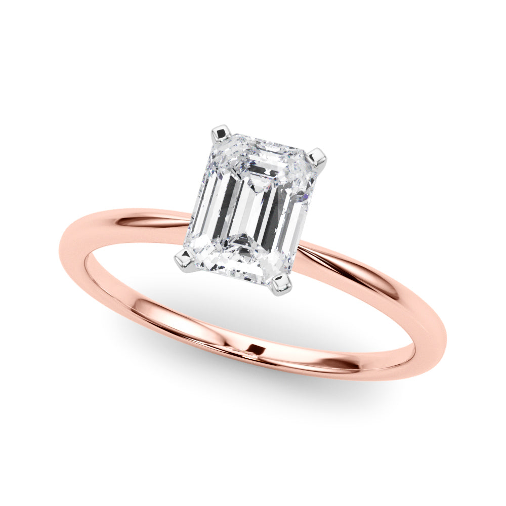 Engagement Ring 14k Solitaire 85121-E-Emerald-14k Rose Gold