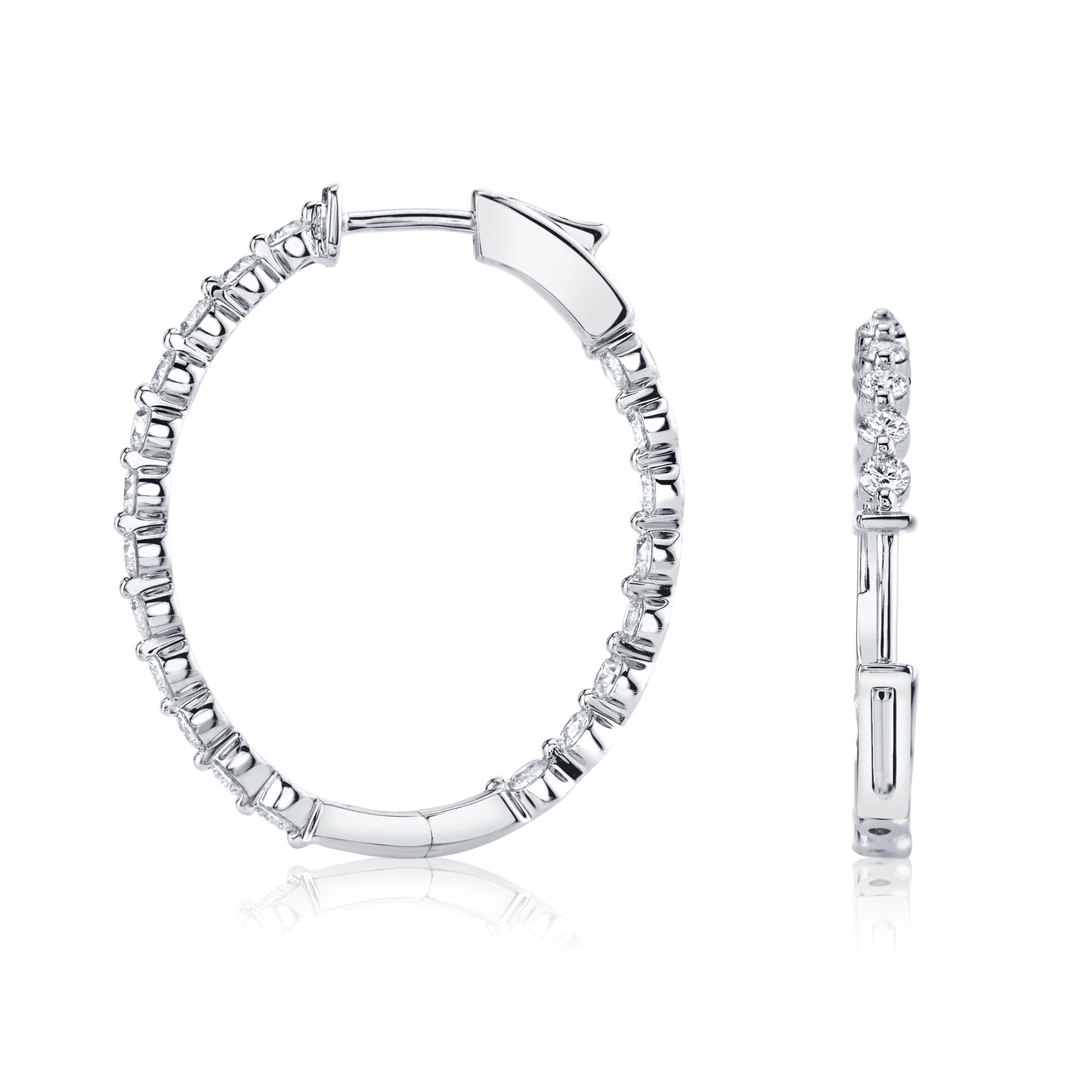 Diamond Hoops 14K White Gold 1.40 TDW