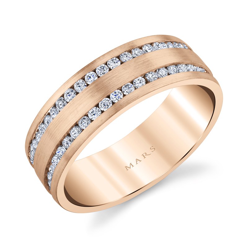 Men's 7mm with Two Row Diamond Wedding Band