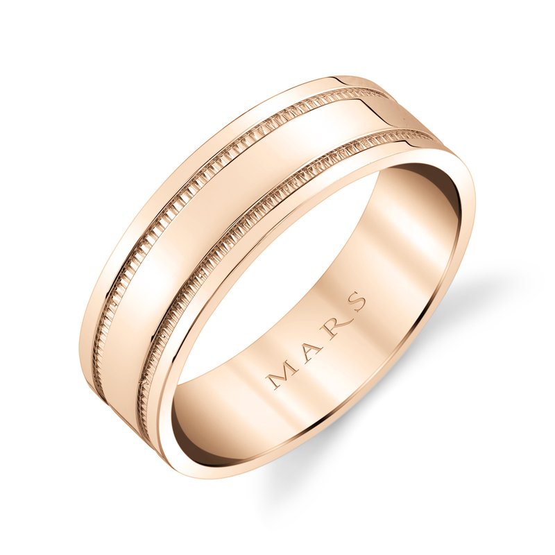 Men's 7mm Wedding Band with Double Industrial Milgrain Detail