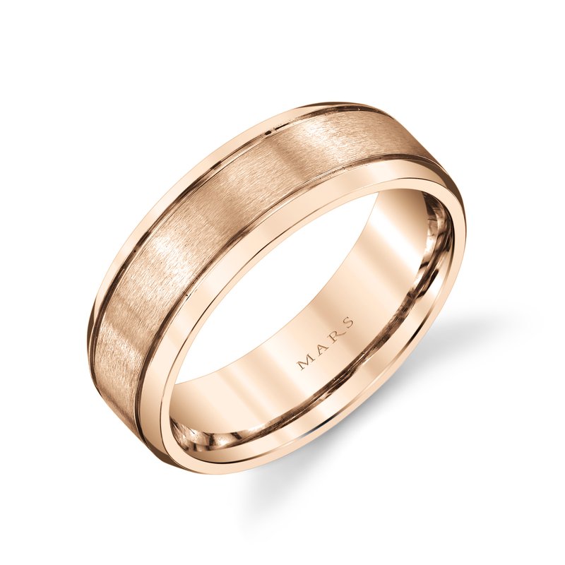 Men's Stone Brushed with Shiny Edge Wedding Band