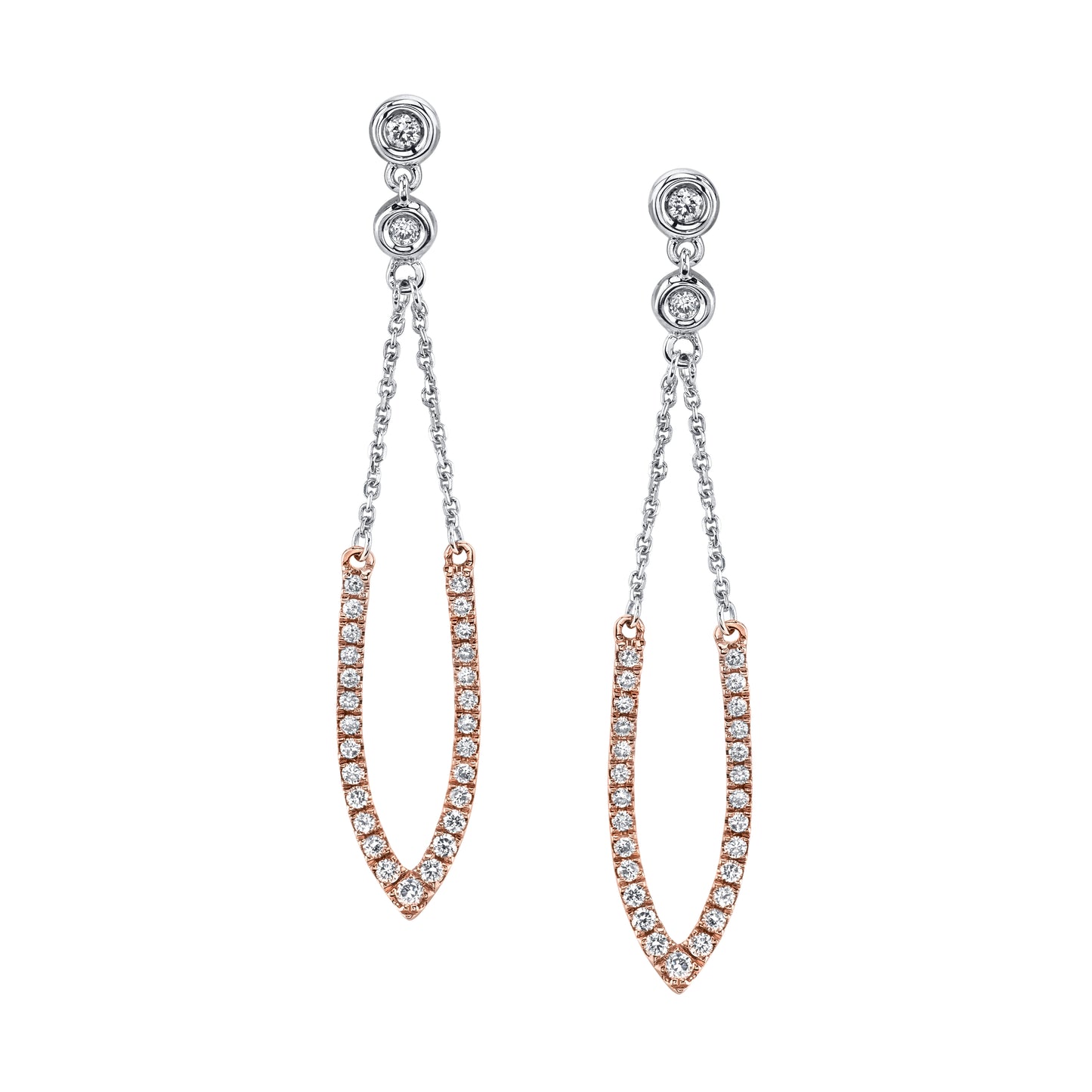 Dangling Open Two Tone with Diamond Earrings