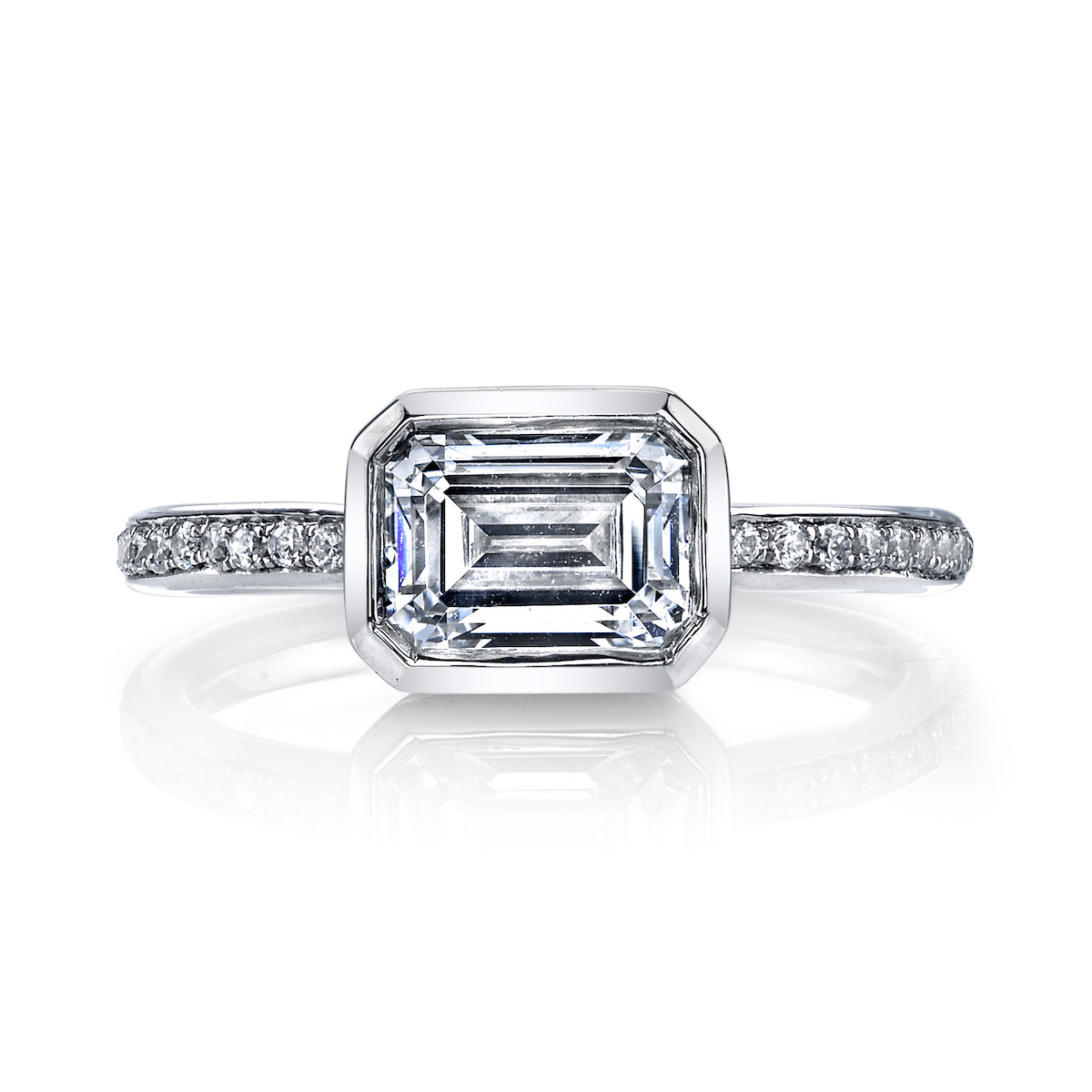 Mars Emerald Engagement Ring 14K White Gold