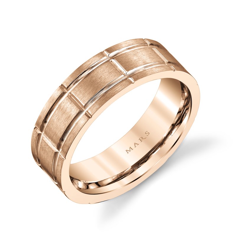 Men's 7mm Brick Style Brushed Finish Wedding Band
