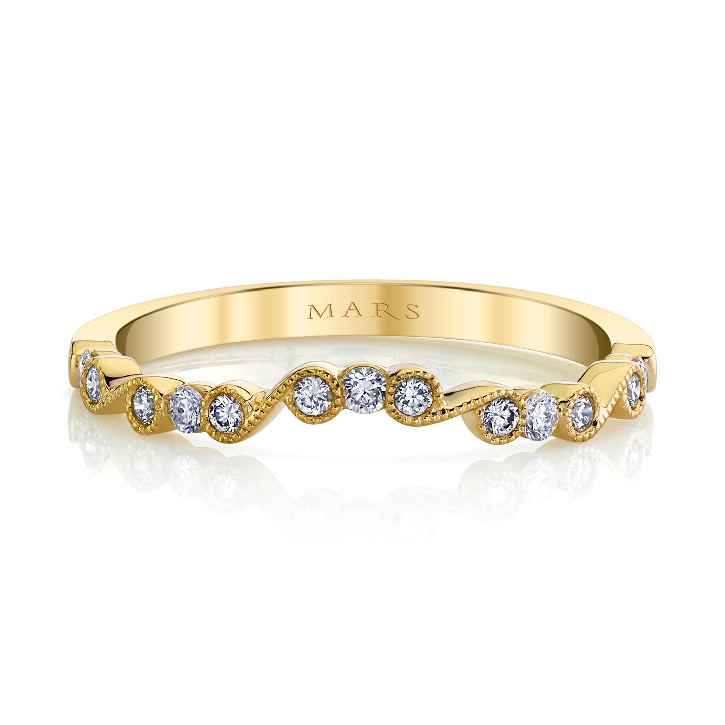14K Yellow Gold Swirl Filigree Diamond Band