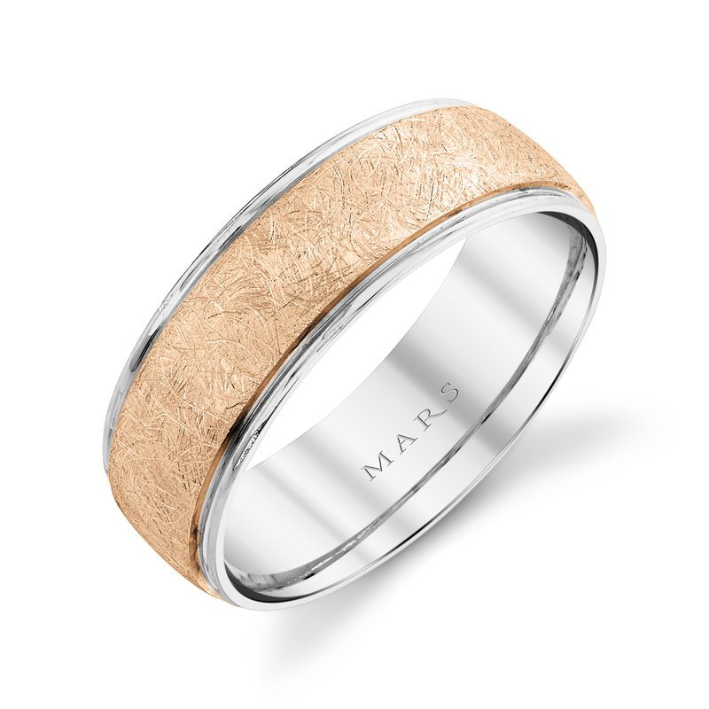 Men's 7mm Two Tone Ice Matte Finish Wedding Band