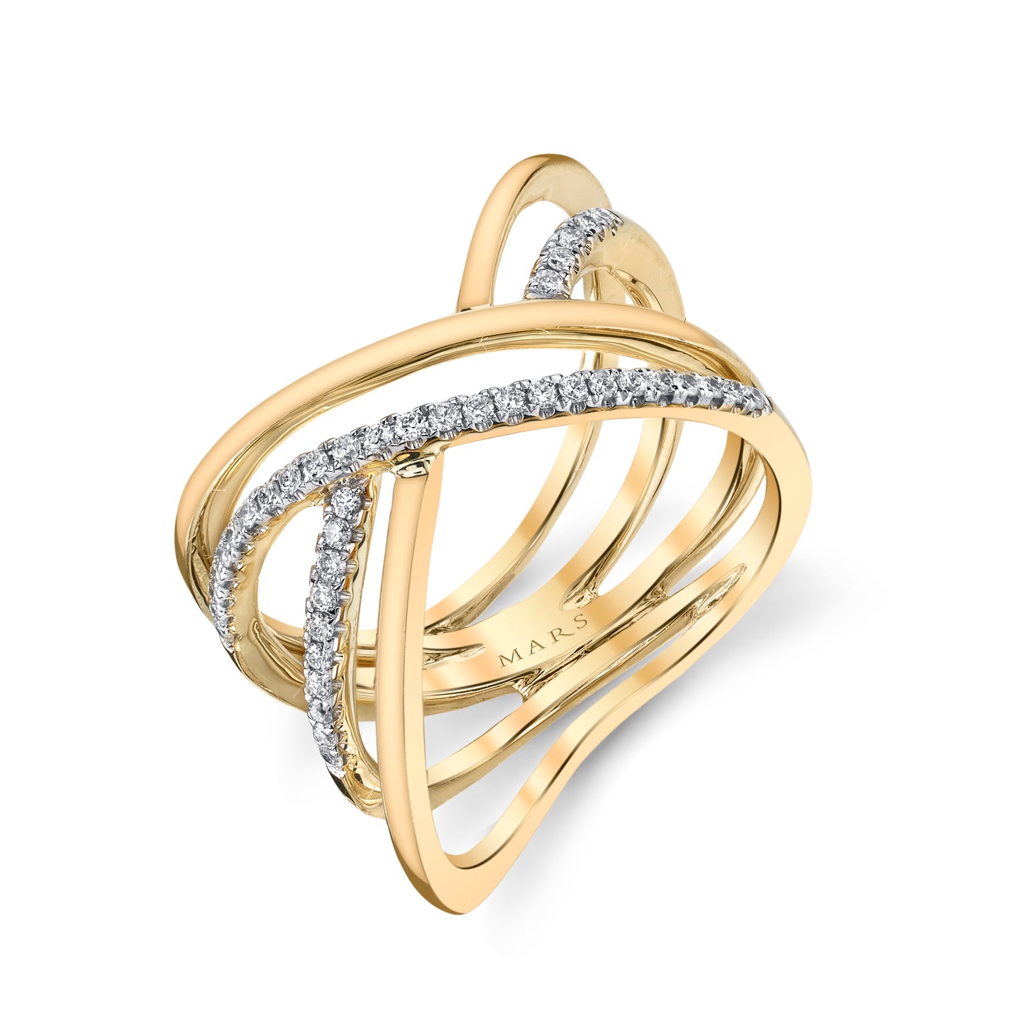 14k yellow Gold Mutli-row Diamond Band