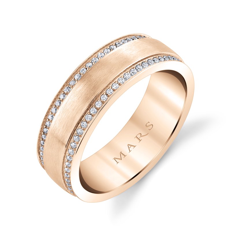 Men's 7mm Brushed Finish 0.65 CRT Double Row Diamond Wedding Band