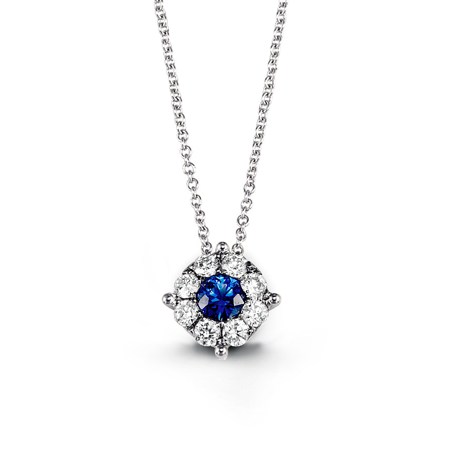 Diamond Cluster Sapphire Pendant