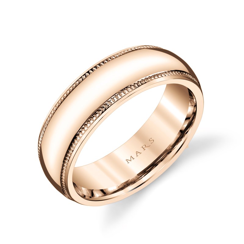 Men's 7mm Half Round Beaded Edge Wedding Band