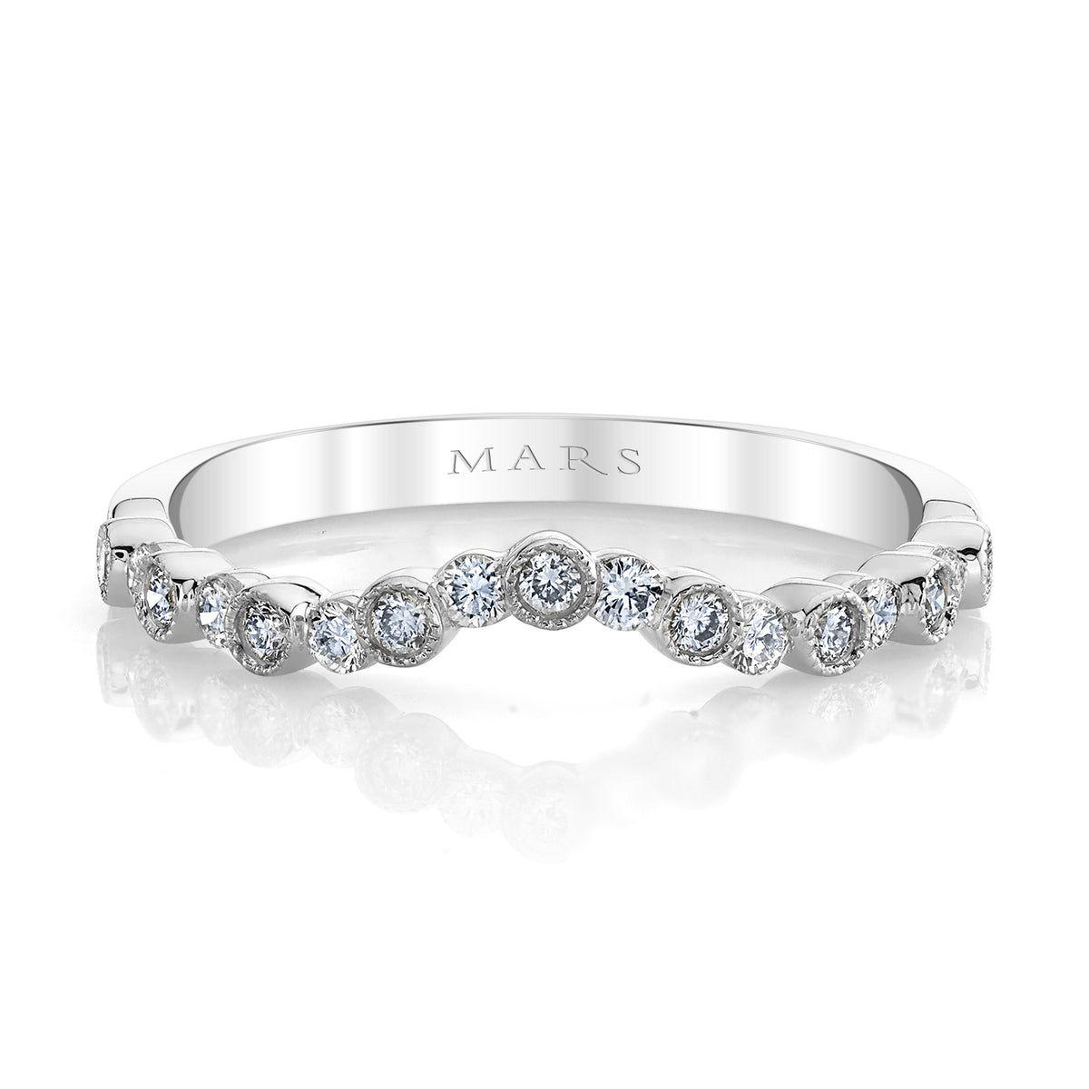 14K White Gold Curved Bezel Set Band