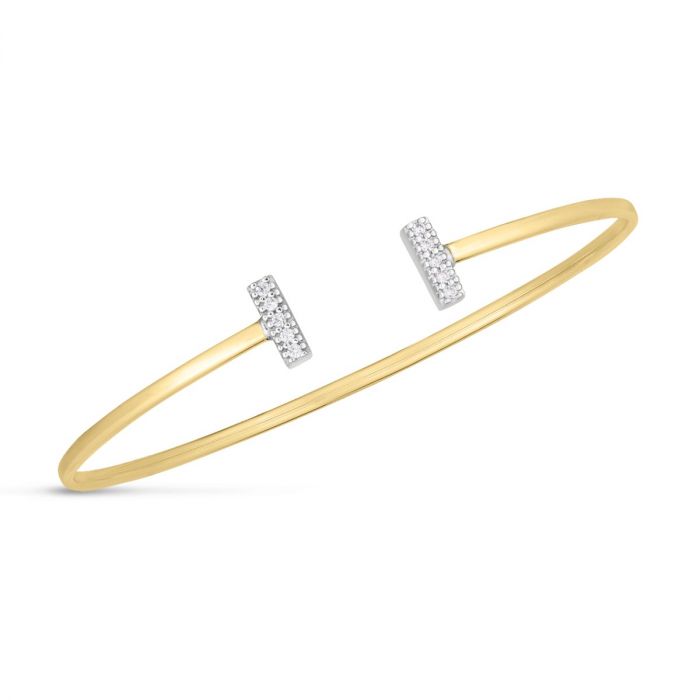14K Diamond T Bar Bangle