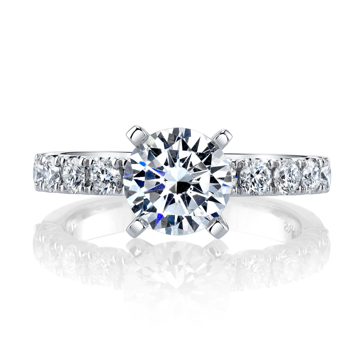 Mars Round Engagement Ring 14K White Gold