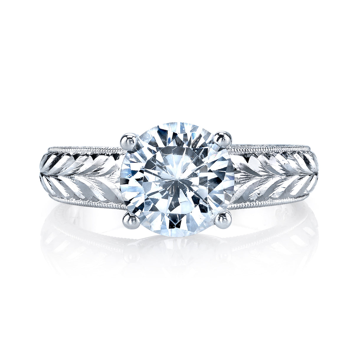 Mars Round Engagement Ring 14K White Gold