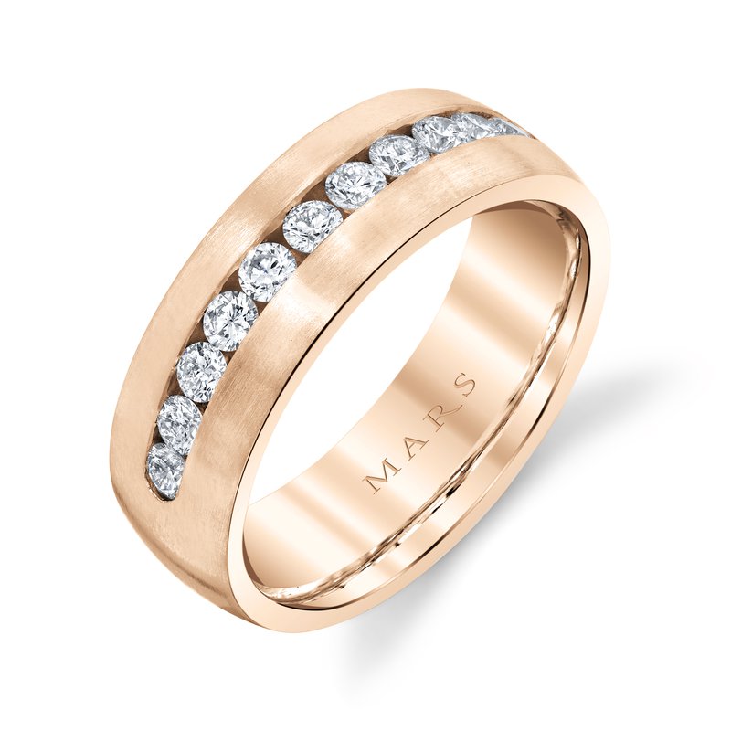 Men's 7mm Satin Finish with 0.70 CRT Round Diamonds Wedding Band