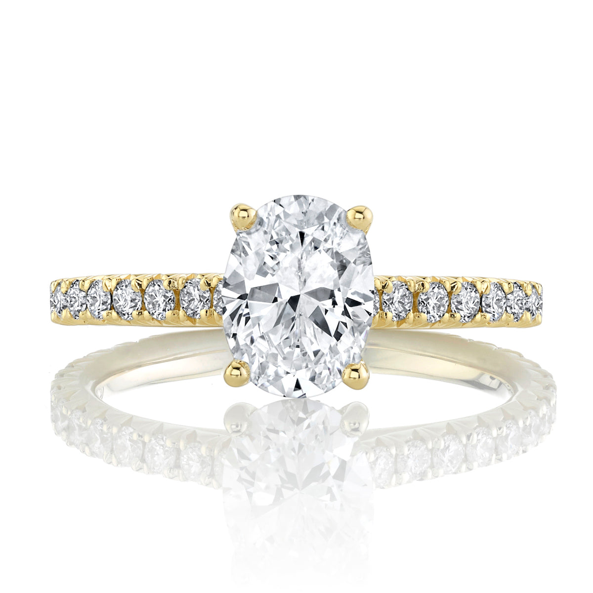 Mars Oval Engagement Ring with Hidden Halo 14K Yellow Gold