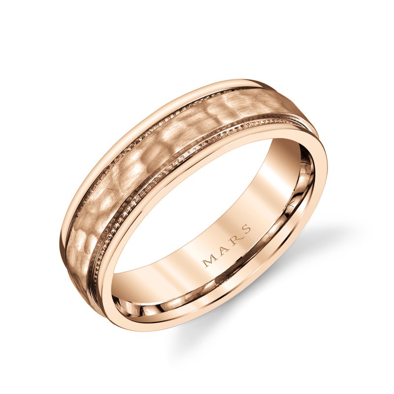 Men's 7mm Satin Rock Finish with Milgrain Edge Wedding Band