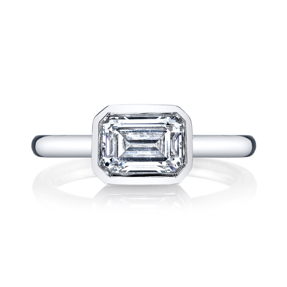 Mars Emerald Engagement Ring 14K White Gold