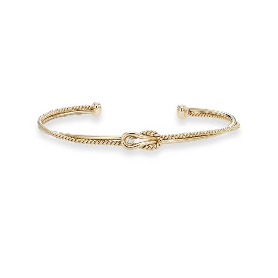 14K Yellow Gold Italian Cable Infinity Diamond Knot Cuff