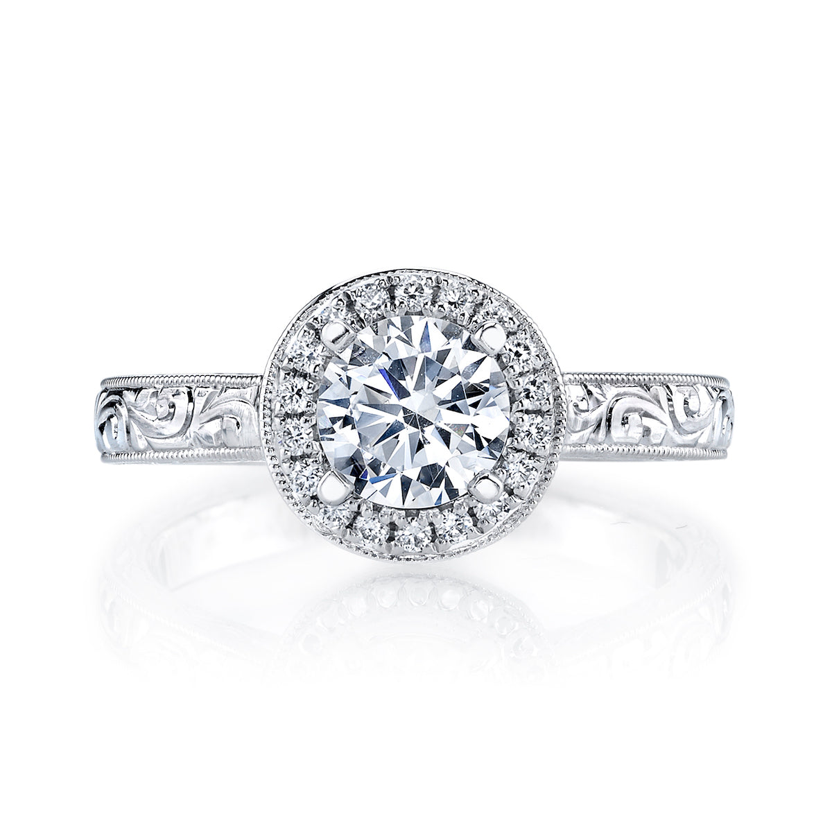 Mars Round Engagement Ring 14K White Gold