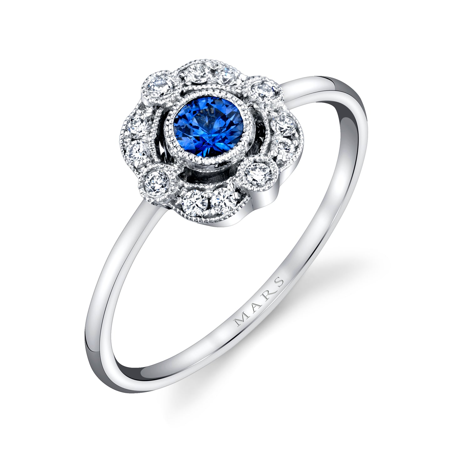 14k White Sapphire and Diamond Band