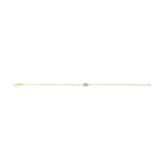 14K White Topaz Paperclip Bracelet
