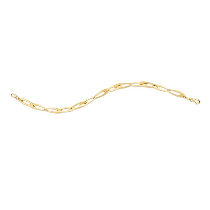 14K Gold Italian Oval Links Chain Bracelet