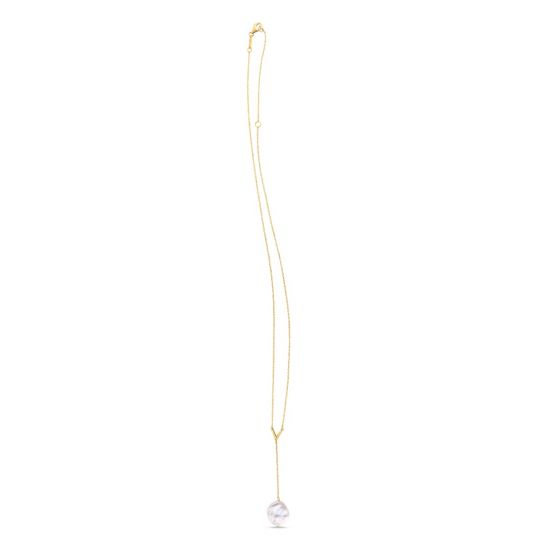 14K Yellow Gold Tesoro Pearl Lariat Necklace