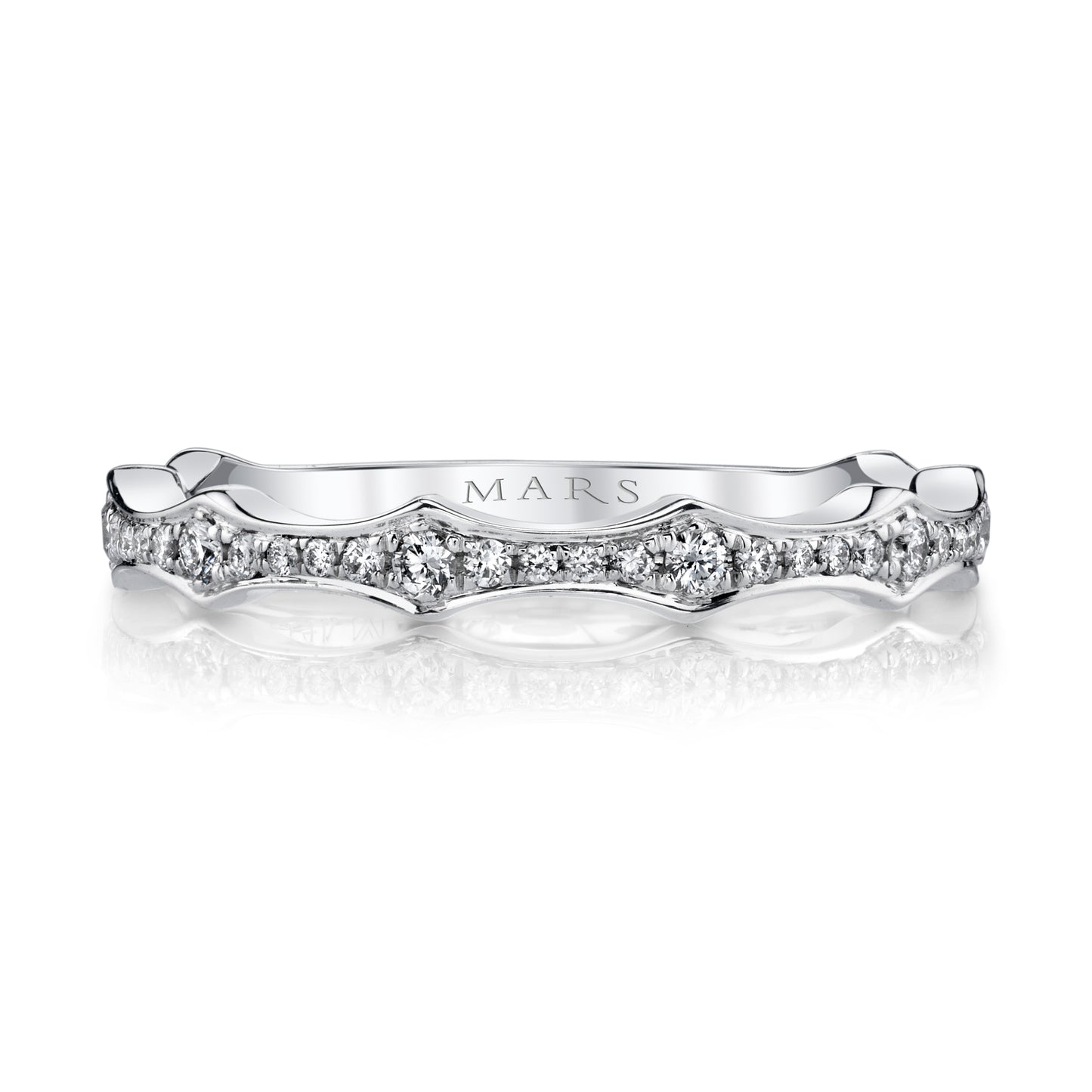14K White Gold Waves of Light Band